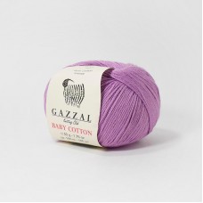 Пряжа Gazzal Baby Cotton. Цвет - 3414 сиреневый. 60% хлопок, 40% акрил. 50 г, 165 м