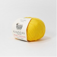 Пряжа Gazzal Baby Cotton. Цвет - 3417 желтый. 60% хлопок, 40% акрил. 50 г, 165 м