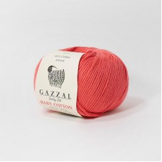 Пряжа Gazzal Baby Cotton. Цвет - 3418 темно-коралловый. 60% хлопок, 40% акрил. 50 г, 165 м