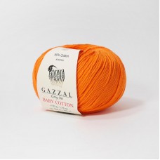 Пряжа Gazzal Baby Cotton. Цвет - 3419 оранжевый. 60% хлопок, 40% акрил. 50 г, 165 м