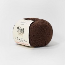 Пряжа Gazzal Baby Cotton. Цвет - 3436 коричневый. 60% хлопок, 40% акрил. 50 г, 165 м