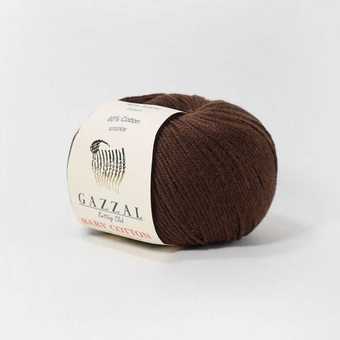 Пряжа Gazzal Baby Cotton. Цвет - 3436 коричневый