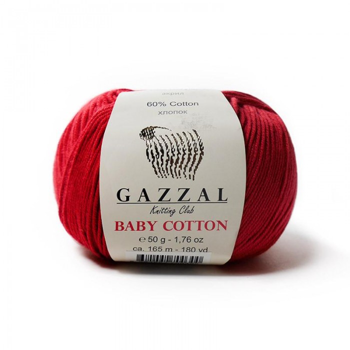 Пряжа Gazzal Baby Cotton. Цвет - 3439 алый