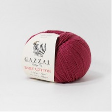 Пряжа Gazzal Baby Cotton. Цвет - 3442 темная малина. 60% хлопок, 40% акрил. 50 г, 165 м