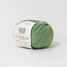 Пряжа Gazzal Baby Cotton. Цвет - 3448 зеленое яблоко. 60% хлопок, 40% акрил. 50 г, 165 м