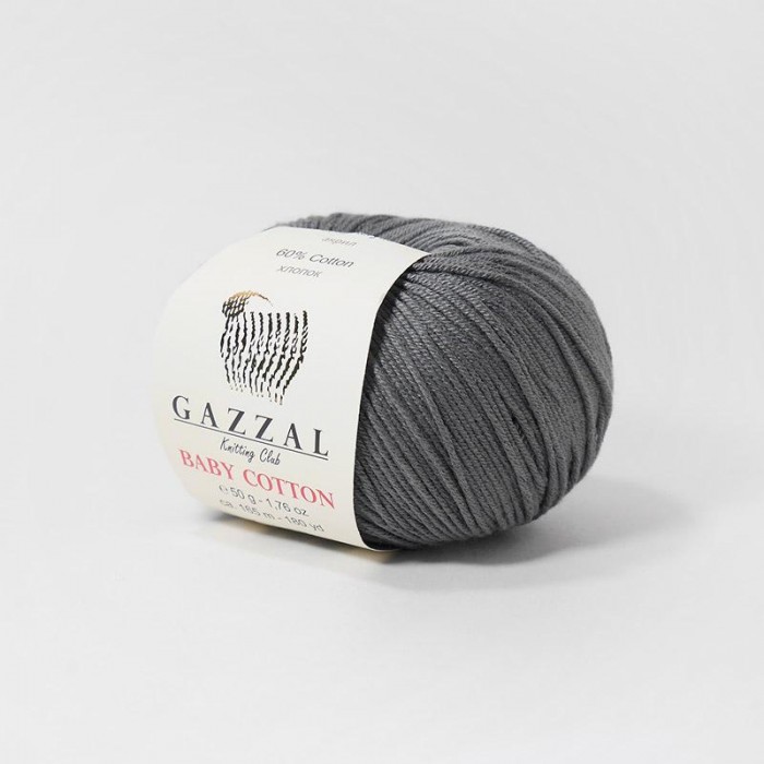 Пряжа Gazzal Baby Cotton. Цвет - 3450 серо-бежевый