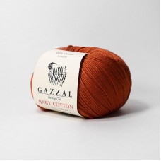 Пряжа Gazzal Baby Cotton. Цвет - 3453 терракот. 60% хлопок, 40% акрил. 50 г, 165 м