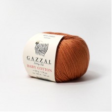 Пряжа Gazzal Baby Cotton. Цвет - 3454 светло-коричневый. 60% хлопок, 40% акрил. 50 г, 165 м