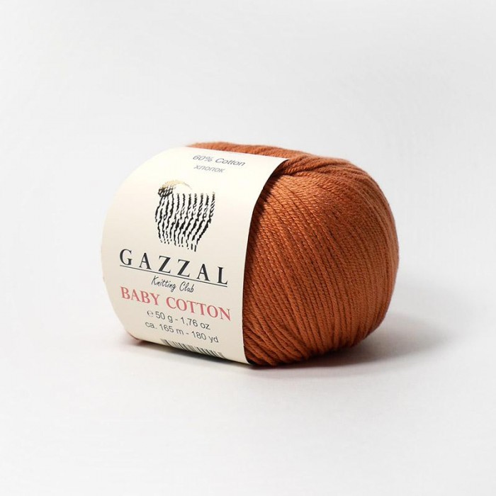 Пряжа Gazzal Baby Cotton. Цвет - 3454 светло-коричневый