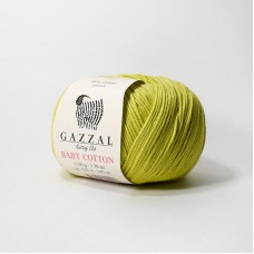 Пряжа Gazzal Baby Cotton. Цвет - 3457 липа. 60% хлопок, 40% акрил. 50 г, 165 м