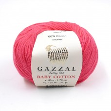 Пряжа Gazzal Baby Cotton. Цвет - 3458 мальва. 60% хлопок, 40% акрил. 50 г, 165 м