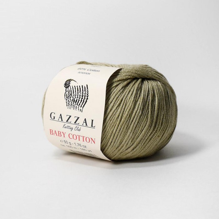 Пряжа Gazzal Baby Cotton. Цвет - 3464 серо-зеленый