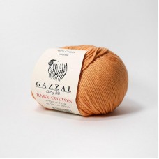 Пряжа Gazzal Baby Cotton. Цвет - 3465 кирпичный. 60% хлопок, 40% акрил. 50 г, 165 м