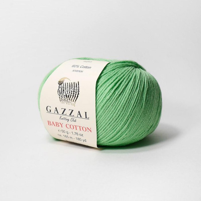 Пряжа Gazzal Baby Cotton. Цвет - 3466 салат