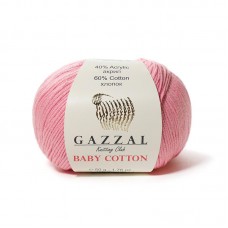 Пряжа Gazzal Baby Cotton. Цвет - 3468 розовый. 60% хлопок, 40% акрил. 50 г, 165 м