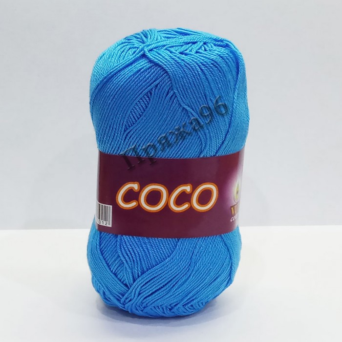 Пряжа COCO. Цвет - 3878 голубая бирюза. 100% мерсеризованный хлопок. 240 м, 50 г