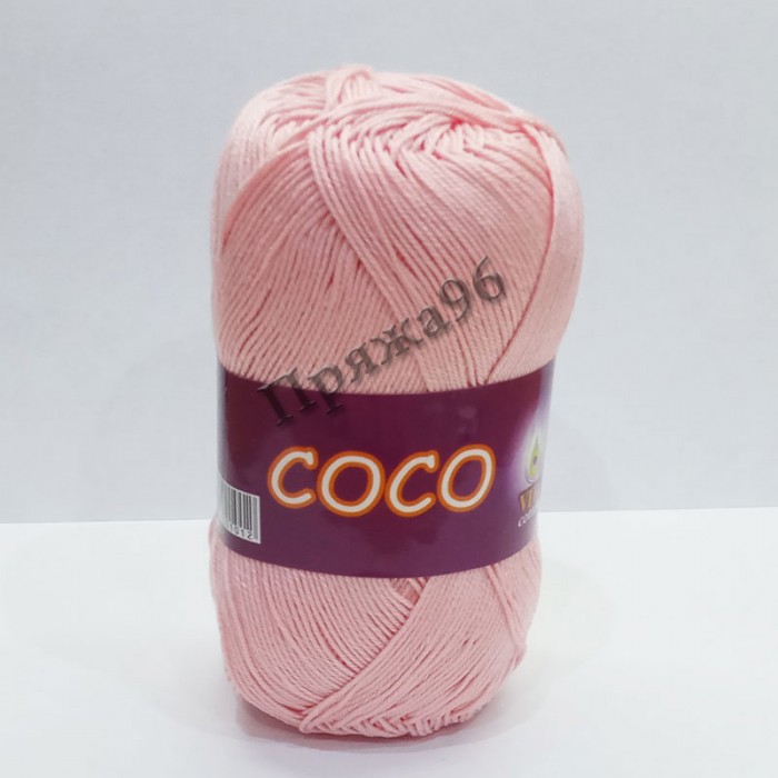 Пряжа COCO. Цвет - 4317 розовая пудра. 100% мерсеризованный хлопок. 240 м, 50 г