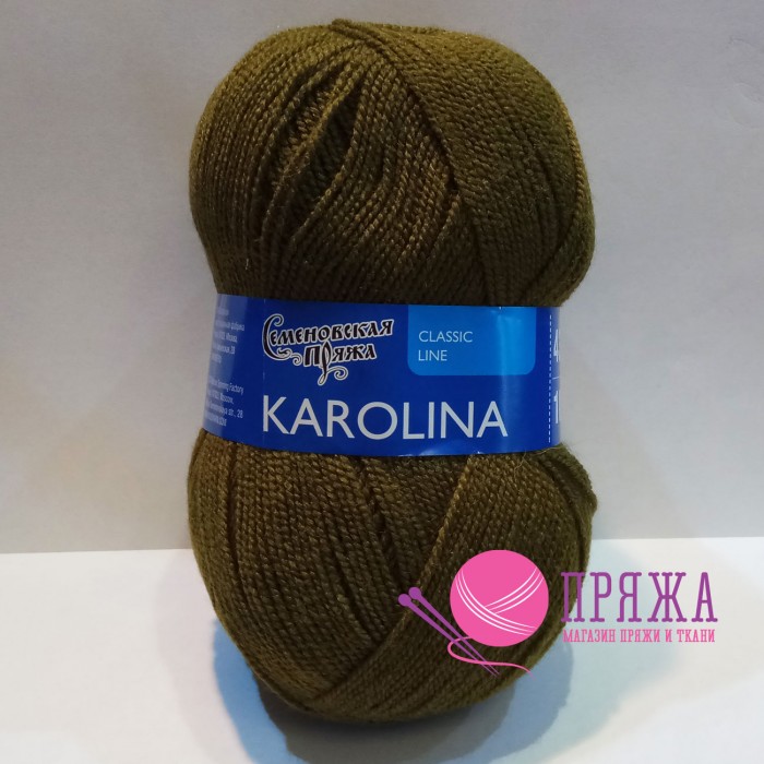 Пряжа Каролина. Цвет - 10938 хаки_new. 100% акрил. 100 г, 438 м