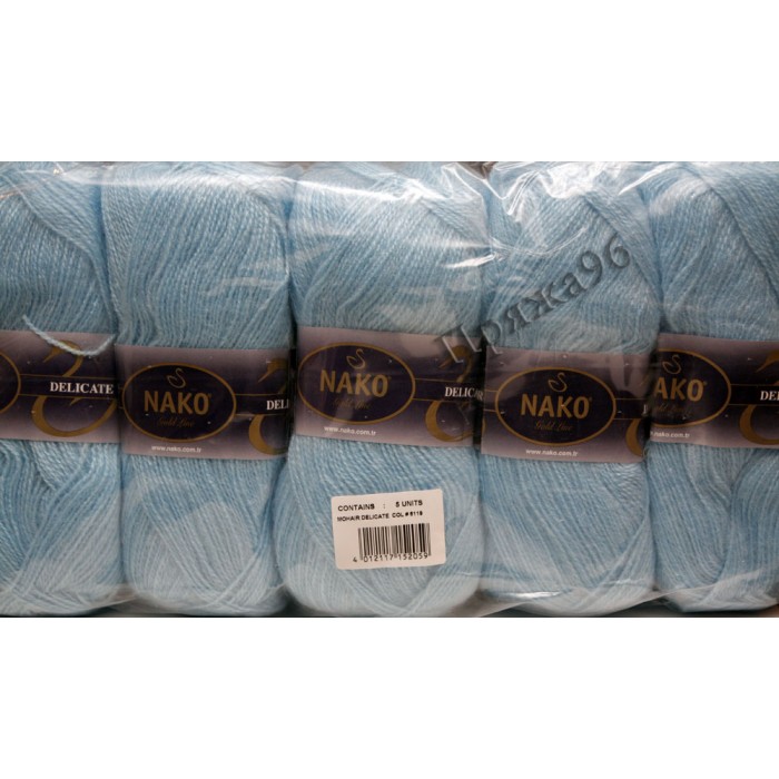 Пряжа MOHAIR DELICATE. Цвет - 6119 светло-голубой. 5% мохер, 10% шерсть, 85% акрил. 100 г, 500 м