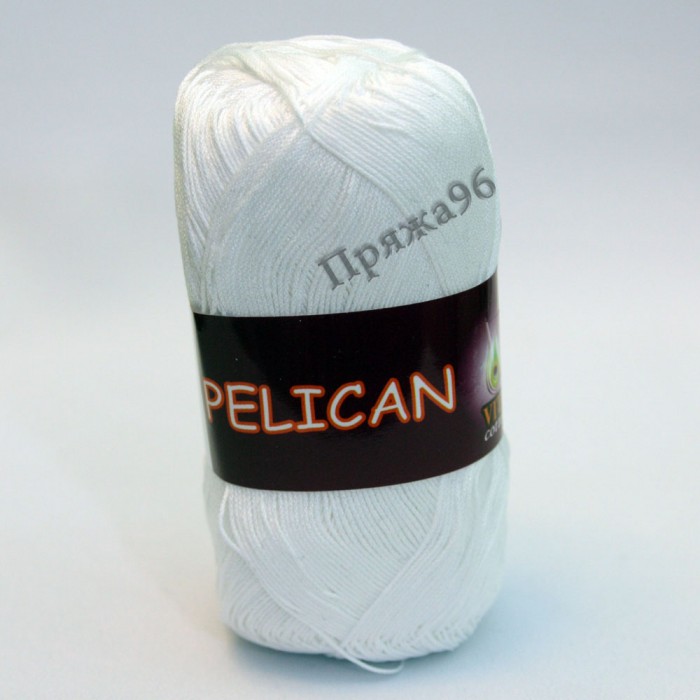 Пряжа PELICAN. Цвет - 3951 белый. 100% хлопок двойной мерсеризации. 50 г, 330 м.