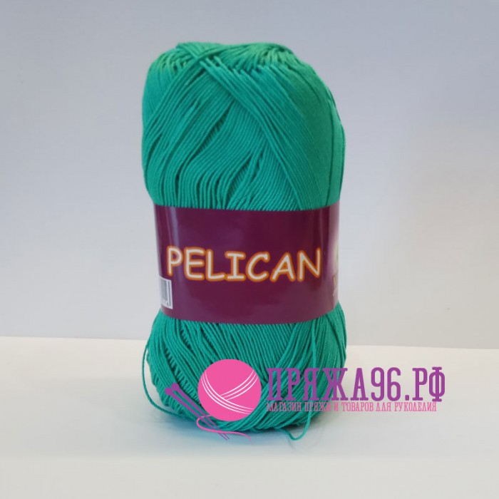 Пряжа PELICAN. Цвет - 3979 зеленая бирюза. 100% хлопок двойной мерсеризации. 50 г, 330 м.