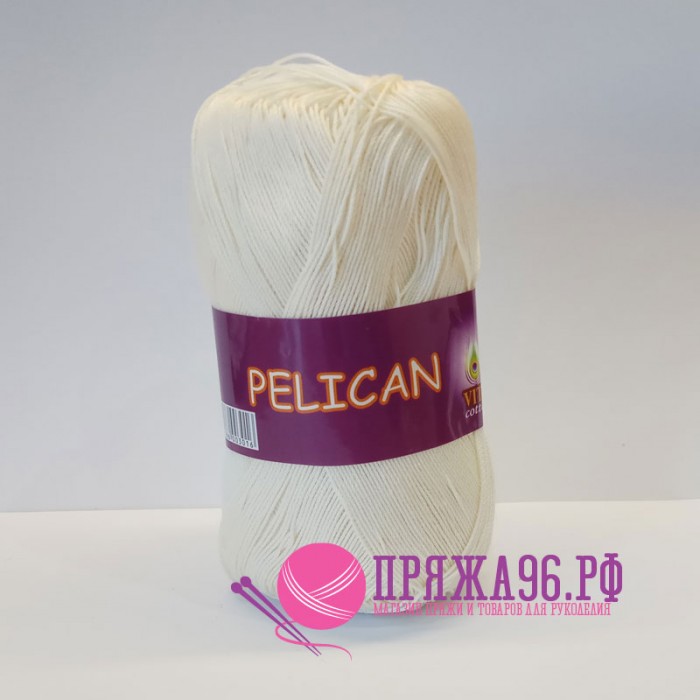 Пряжа PELICAN. Цвет - 3993 молочный. 100% хлопок двойной мерсеризации. 50 г, 330 м.