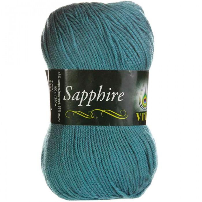 Пряжа Sapphire. Цвет - 1508 дымчато-зеленый. Шерсть ластер-45% Акрил-55% 100 г, 250 м