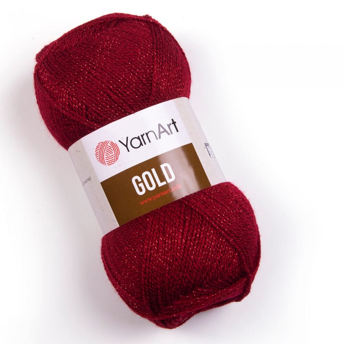 Пряжа Gold YarnArt. Цвет - 9003 винный. 92% акрил, 8 металлик. 100 г, 400 м