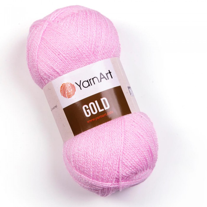 Пряжа Gold YarnArt. Цвет - 9382 бледно-розовый. 92% акрил, 8 металлик. 100 г, 400 м