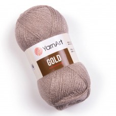 Пряжа Gold YarnArt. Цвет - 9857 серо-беж - с беж. люрексом. 92% акрил, 8 металлик. 100 г, 400 м