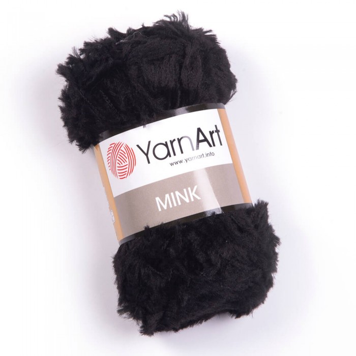 Пряжа Mink YarnArt. Цвет - 346 черный. 100% полиамид. 50 г, 75 м