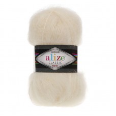 Пряжа Mohair Classic. Цвет - 01 кремовый. 25% мохер, 24% шерсть, 51% акрил. 100 г, 200 м