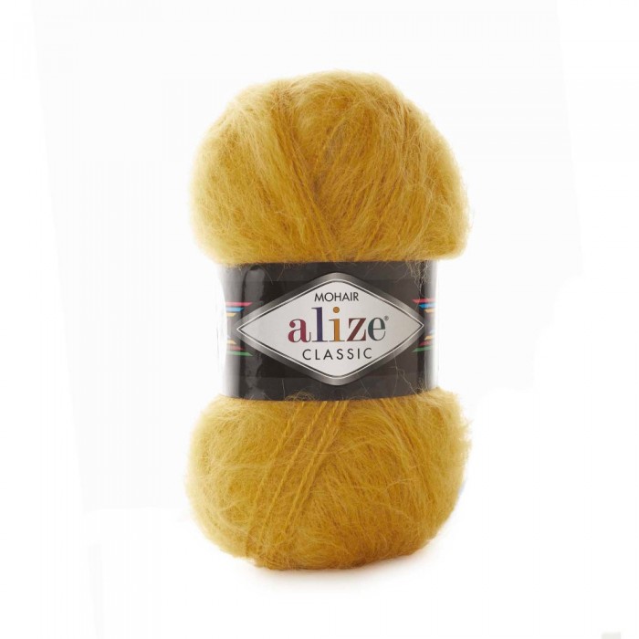 Пряжа Mohair Classic. Цвет - 02 шафран. 25% мохер, 24% шерсть, 51% акрил. 100 г, 200 м