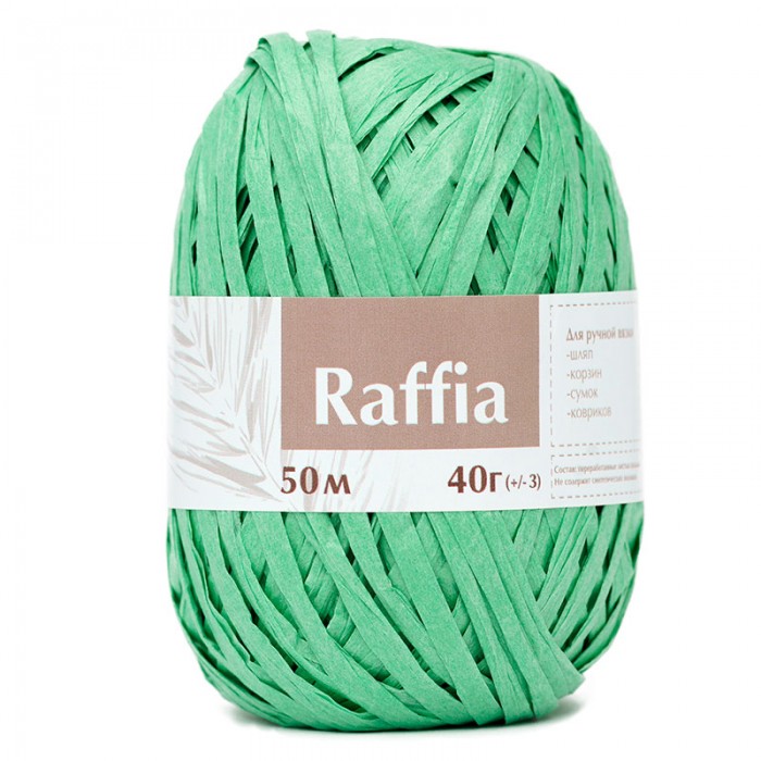 Пряжа Raffia (Рафия). Цвет - мятно-зеленый. Листья пальмы, 40 г, 50 м