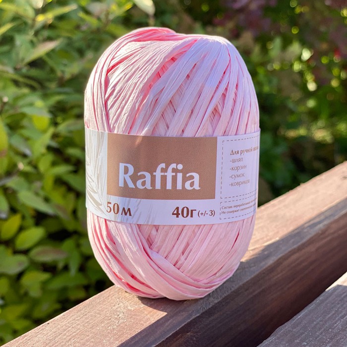 Пряжа Raffia (Рафия). Цвет - нежно-розовый. Листья пальмы, 40 г, 50 м